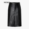 MO&Co. H-Line PU Mid-Length Skirt