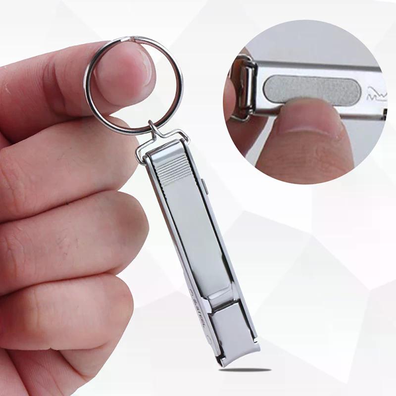 1Pc Ultra-Thin For Manicure Salon Nail Clippers Collapsible Portable Travel Fingernail Keychain Nail Scissors Cutter Stainless