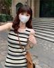 2025 Korean Style Chic Striped Sleeveless Midi Vest Dress for Women - Slim Fit