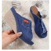 Damen Schuhe Sommer Hausschuhe Mode Retro Keilabsatz Plateau Strandschuhe Peep High Heels Sandalen