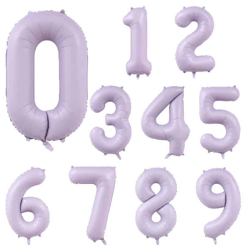 1Pcs Light Purple 40inch Number Balloon Set Large Colorful Cream Number Foil Balloon Baby Shower Birthday Party Christmas Deco