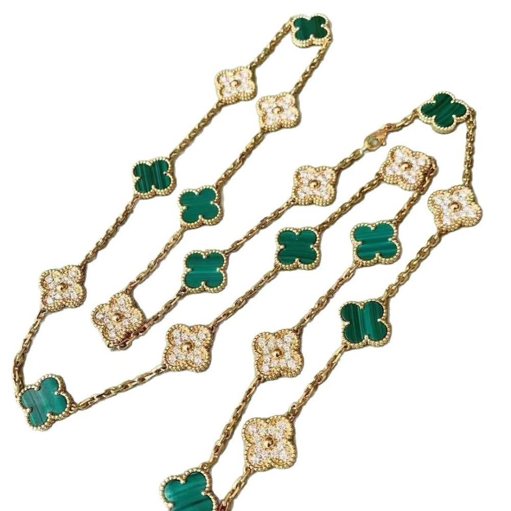 Lucky Four Leaf Clover Necklace 20 Flower Necklace Fritillary Carnelian Sweater Chain