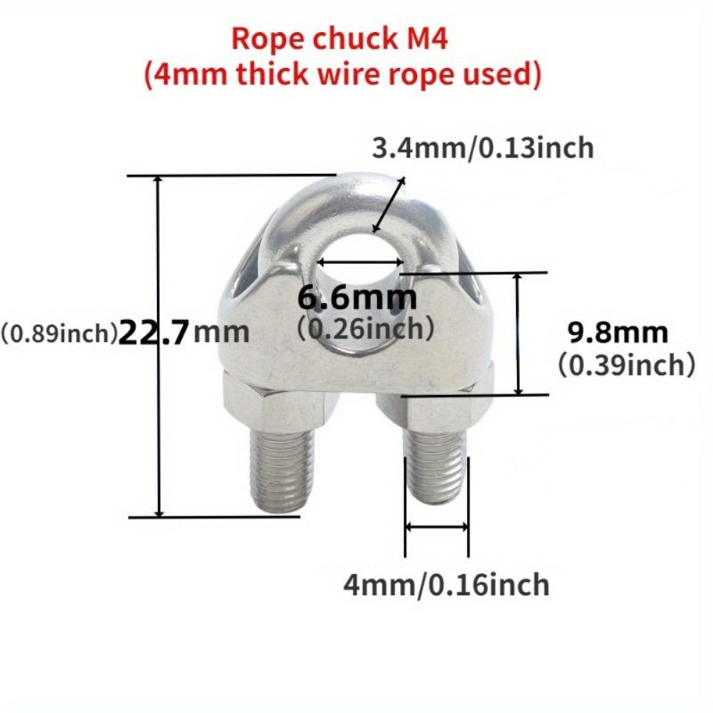 10 st 304 Rostfritt Stål Vajerklämma U-formad Klämma Lås Fäster Den Kraftiga Dubbelklämman Rostfritt Stålklämma