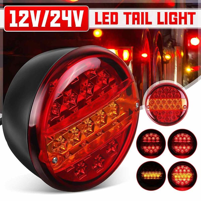 1pcs 25LED 12V 24V Universial Car Tail Light Rear Stop Indicator Brake Light Round Signal Trailer Truck Caravan Van Lorry