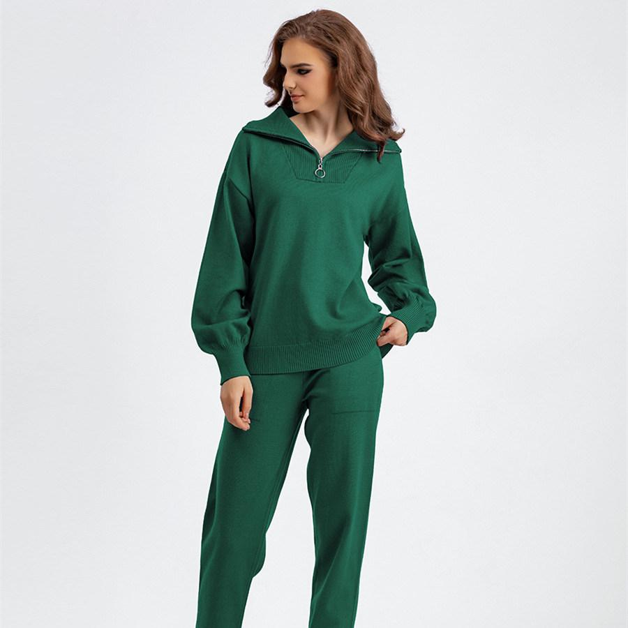 Winter Women's Knitted Suit Warm Trousers 2-piece Set Women's Casual Oversize Sweaters Sets Ladies' Tracksuit Ladies' Sweatpants Set