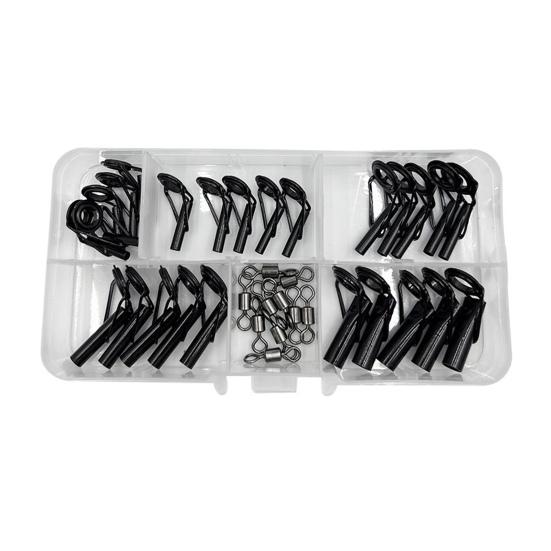 

35 шт./коробка Кольца-направляющие для удилища Ассорти размеров Нержавеющая сталь Колечко Вертлюг Запасные части Аксессуары для ремонта кончика удилища для пресноводной и морской рыбалки Sets