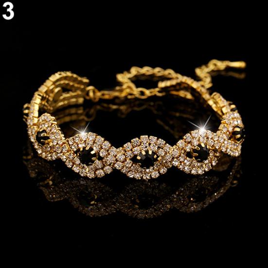 Women's Elegant Wedding Banquet Bangle Cocktail Party Rhinestone Bracelet