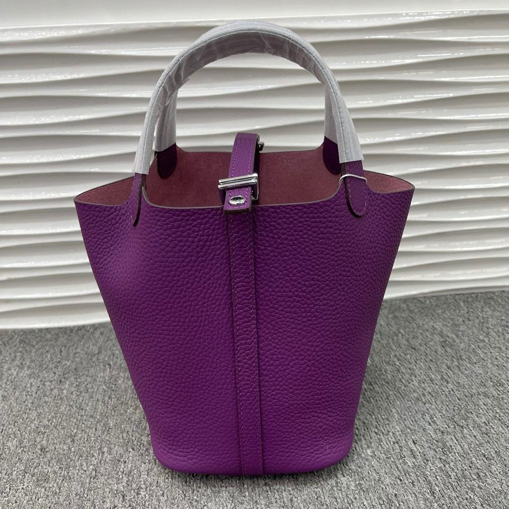 Damenhandtasche Togo-Leder Farbabstimmung Gemüsekorb Große Kapazität Handtasche Rindsleder Litschi-Muster Tasche Damen Kontrastfarbe Handtasche