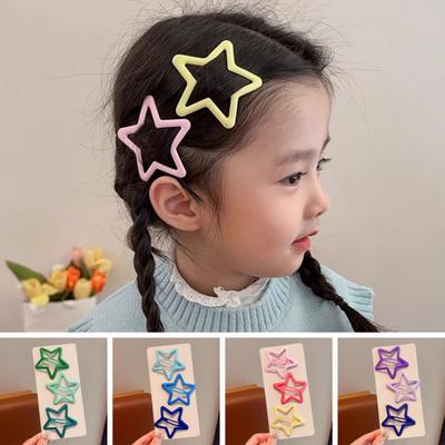 3 Teile/satz Kinder Haarnadeln Ausgehöhlt Stern Form Einfarbig Anti-rutsch Snap Fest Prinzessin Stil Leichte Tragbare Haar Dekoration organisation
