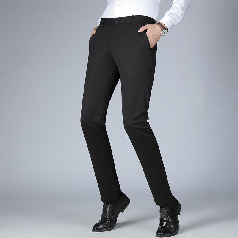 

Мужские облегающие эластичные повседневные брюки для осени и зимы - Универсальные прямые брюки для всех возрастов thin; 38 чёрный