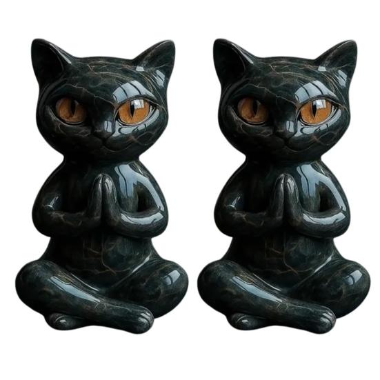 

Фигурка кошки для йоги Статуэтка 3,3 Полимерные статуэтки кошек для акцентов домашнего декора Фигурка в позе йоги для дзен-духовного офисного стола Современное бохо-украшение 2pcs