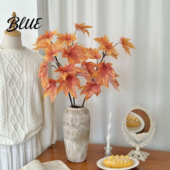 Wedding Scenery Autumn Decorations Artificial Maple Leaf Branch 3D Printed Fake Fall Foliage Theme Party Supplies Bendable Stem for Home Floral,