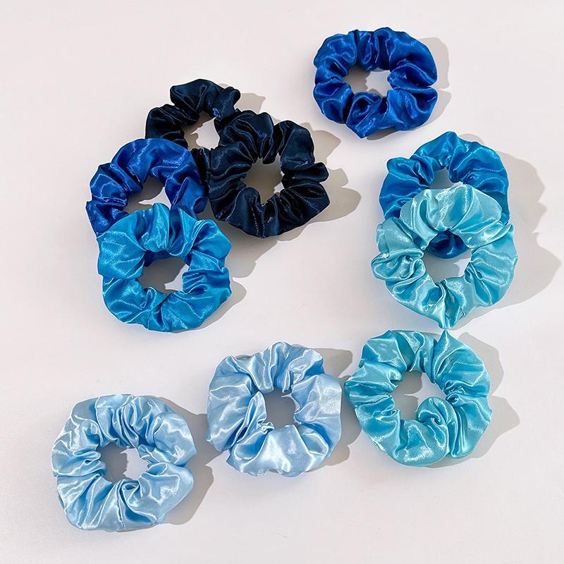 8Pcs  Satin Fabric Sausage Loop Hair Rings Set Solid Colour Fabric Loop Hair Rope Hair Scrunchies Scrunchy Black Coffee