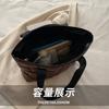 Vintage Solid Color Women Shoulder Bags Large Capacity Portable Ladies Casual Tote Bag Simple Quilted Design Female Handbags