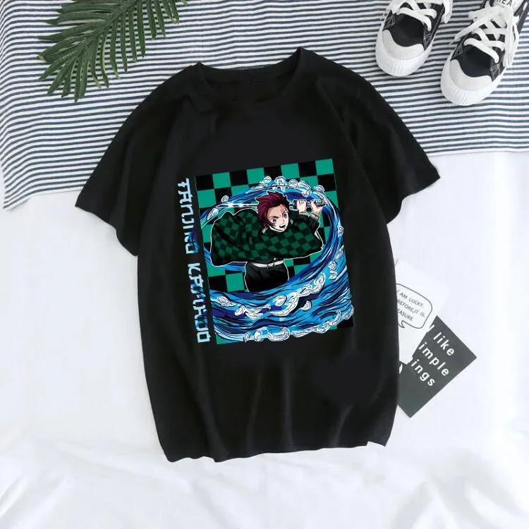 Japanisches Anime Demon Slayer T-Shirt für Damen Kimetsu No Yaiba Nezuko T-Shirt Weiblich Tanjirou Kamado Grafik y2k Kleidung Oberteile