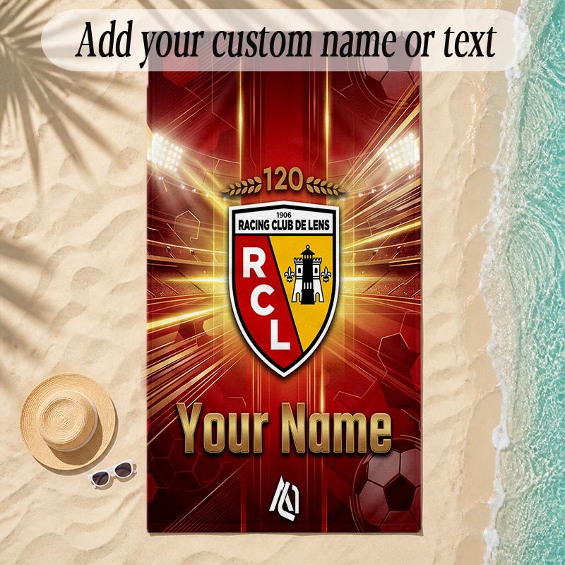 Beach Towelracing club de lens Custom Name Text Personalized Soft Towel for Beach Pool Indoor Home Decor Gift