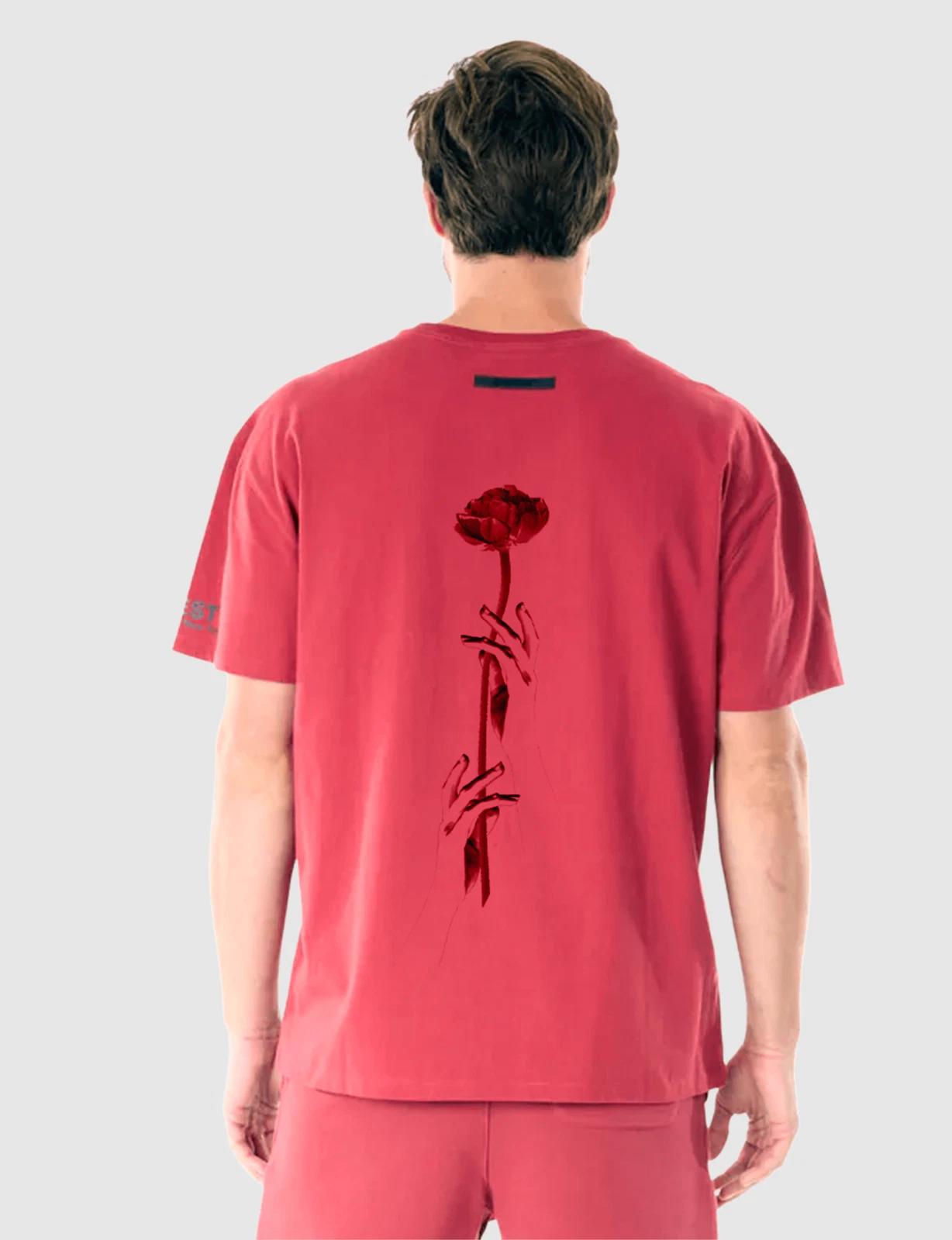 G WEST FLOWER HAND T-SHIRT - BRICK RED 3XL