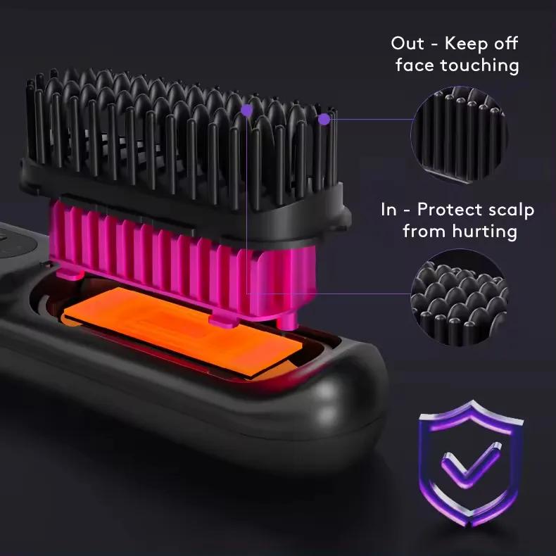 Other Makeup Tool Portable Hair Straightening Styling Comb Wireless Electric Hair Comb Wireless Mini Negative Ion Curling Comb