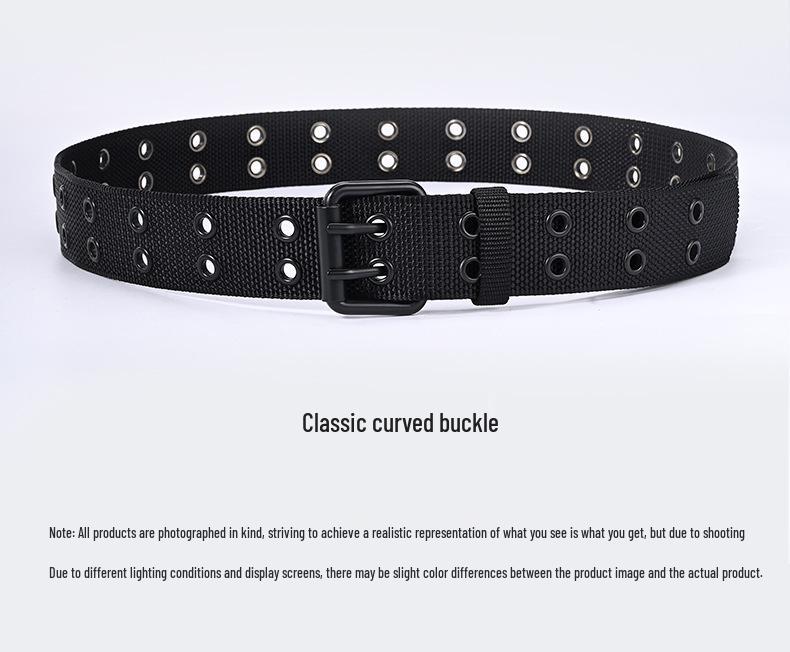 Men's Fashion Pin Buckle Leather & Nylon Woven Canvas Belt