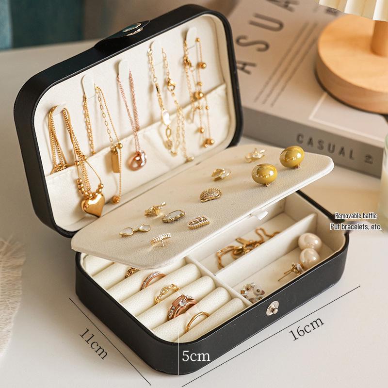 Portable Multifunctional Jewelry Storage Box: Dustproof & Anti-Oxidation for Earrings, Rings, and Bracelets.