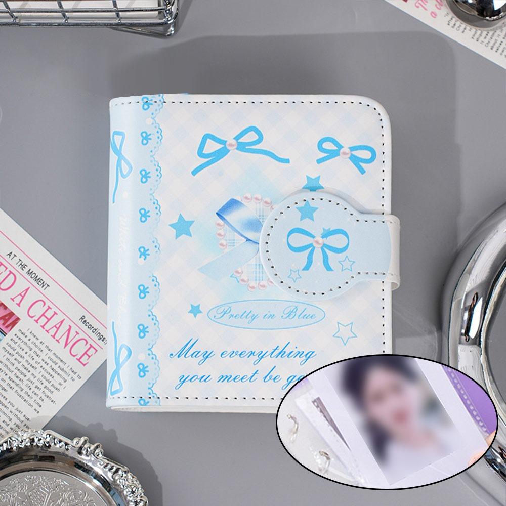 

Книга для хранения карточек из мультфильмов 20 карманов Держатель для фотокарточек Милый бантик Фотоальбом Коллекция карточек синий