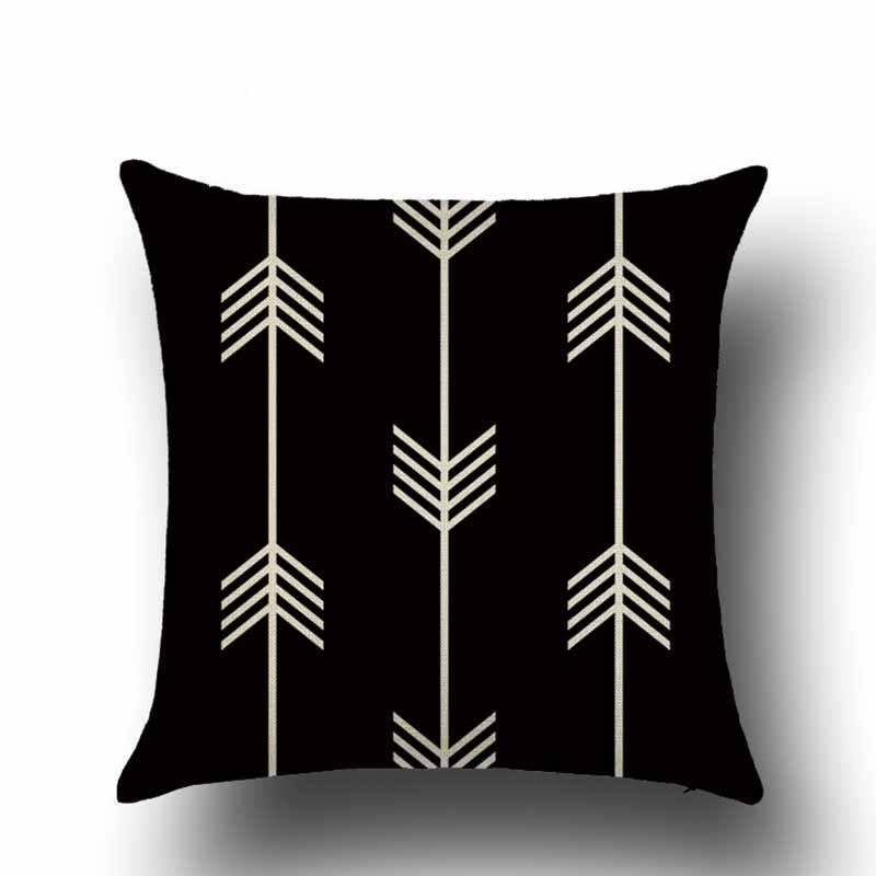 Nordic Black and White Geometric Pattern Linen Pillowcase Modern New American Triangle Abstract Style Sofa Pillow