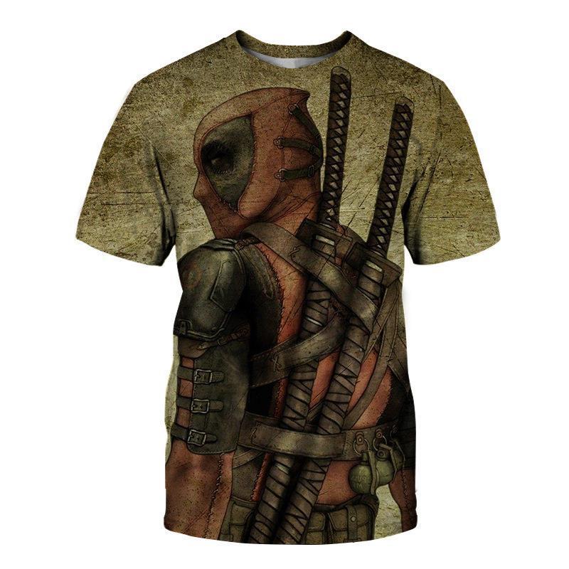 2024 Nova Miniso Universo Meninos e Meninas Deadpool Anime Impressão 3D Streetwear Personalidade Camiseta Infantil/Adulto Casual Moda Top