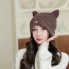 Winter Cute Cat Ear Knitted Hat Warm Beanie Winter Pullover Cap for Womens Girls
