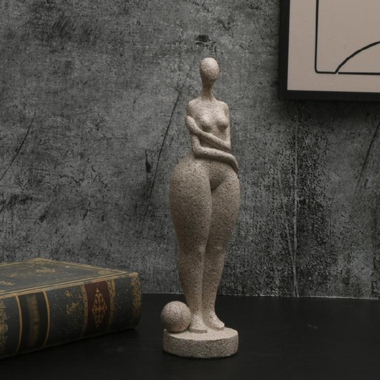 Rękodzieło Abstrakcyjna Figurka Grubej Kobiety Piaskowiec Żywice Rzeźba Damy Ornament do Nowoczesnego Domu Półki Biurowe Dekory