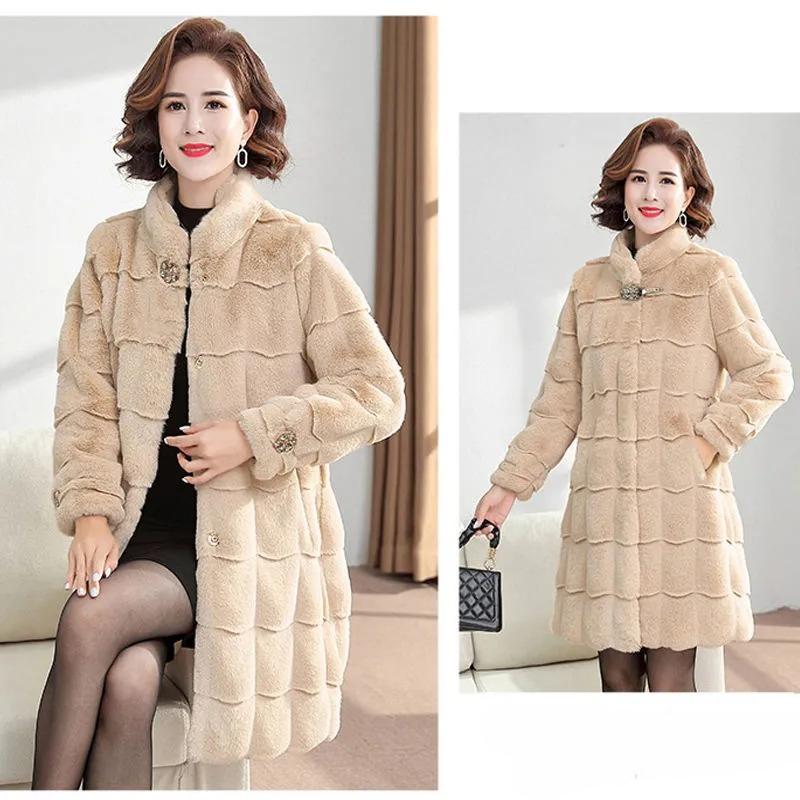 Women's Mink Fur Coat Keeps Warm In Winter, Loose Mid-length Coat, Plus Size Casual Artificial Fur