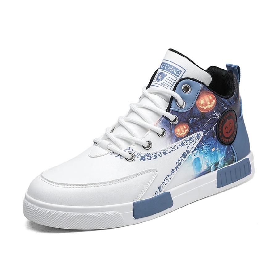 2025 New Men's Casual Sports Shoes Fashion Outdoor Walking Flats Men's Lace-up Student High Top Naked Boots Large Size Non-slip