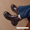 Huge Good-looking Soft Leather Platform British Martin Boots Women's French Short Boots Black Velvet Boots