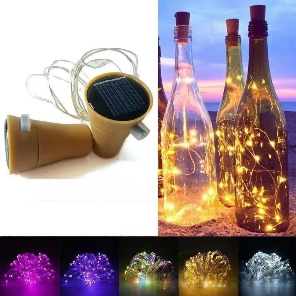 Wholesale Solar Wine Bottle Stopper String Lights Courtyard Mini Fairy Lights Copper Wire Button Battery Lights Christmas Decorative Copper Wire Lamps