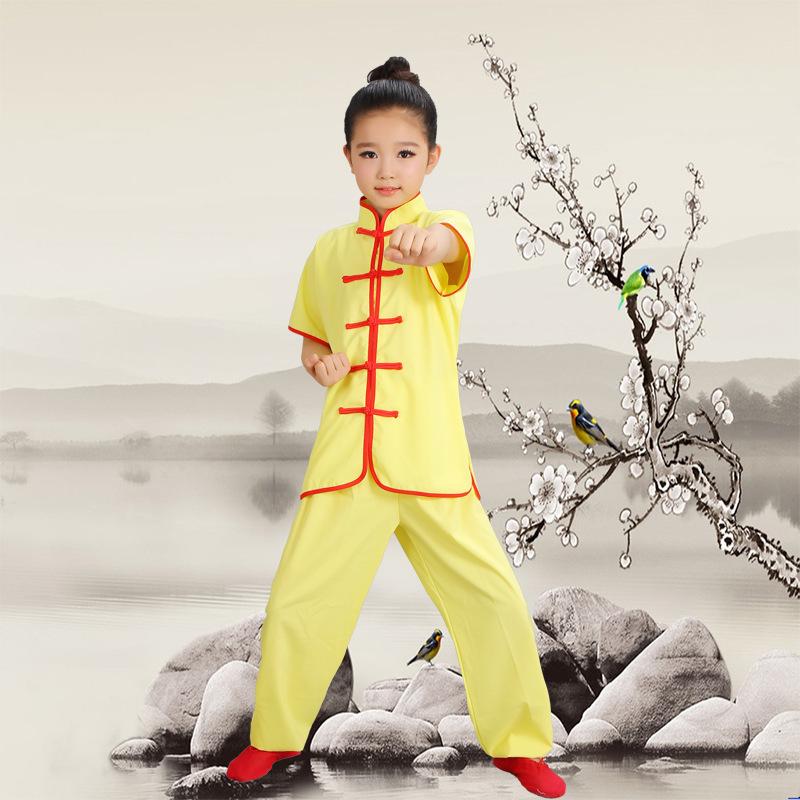 Youth Martial Arts Performance Costumes: Short Sleeve Tai Chi & Kung Fu Wear for Children