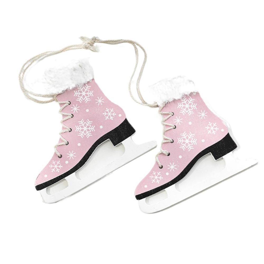 2PCS Party Supplies Wood Skating Shoes Pendant Boots Christmas Tree Decorations Home Decoration