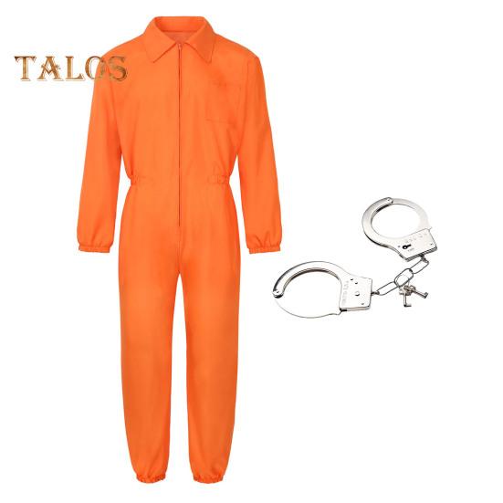 Halloween Prisoner Ολόσωμη φόρμα Cosplay με Manacle Halloween Unisex Παιδιά Ενήλικες Ρόλοι Παίξτε Στολή Μακρυμάνικο Πέτο Φεστιβάλ Φεστιβάλ Πάρτι Παραστάσεις