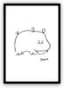 Picasso's Hippopotamus Painting, A4 Size, Framed Art Poster (Black Frame (23cm X 31cm)) - Aoipro)
