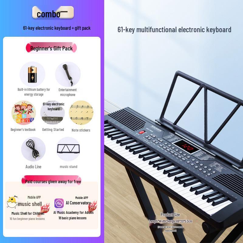 Beiduo Chen 61-Key Multifunctional Keyboard for Beginners, Adults & Children