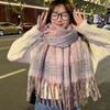 Windproof Winter Cashmere Shawl Thickened Imitation Cashmere Scarf Simple Plaid Mohair Scarf  Gifts