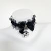 Black Bow Bell Choker Lolita Cute Lace Stretch Wristband Leg Ring Set