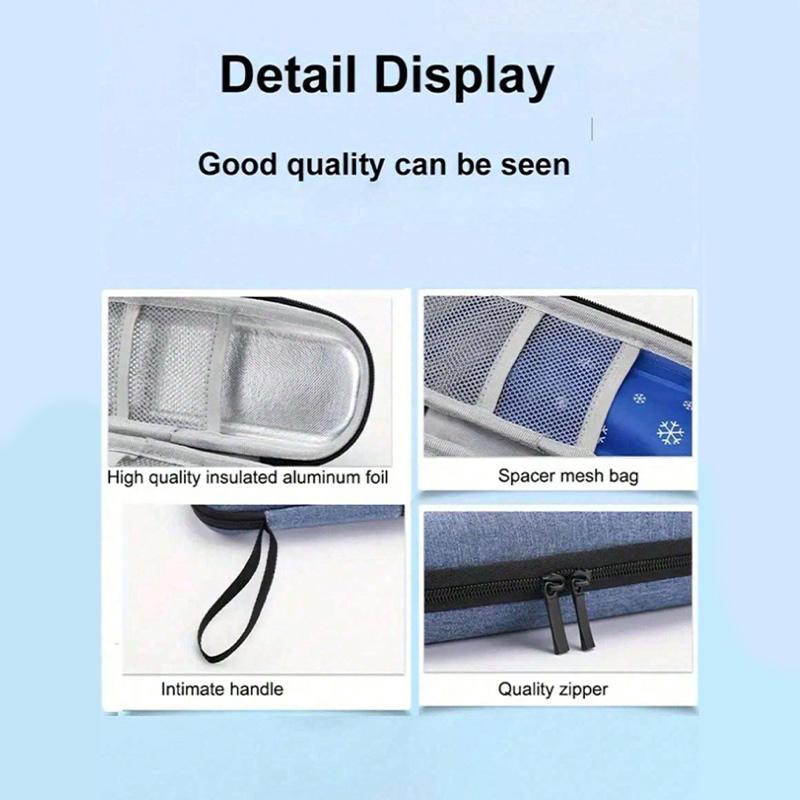 Insulated Portable Insulin Cooler Bag - Friendly Cold Ice Pack Physical Cooler Box Lightweight Simple Zipper Tote Bag Suitcase,