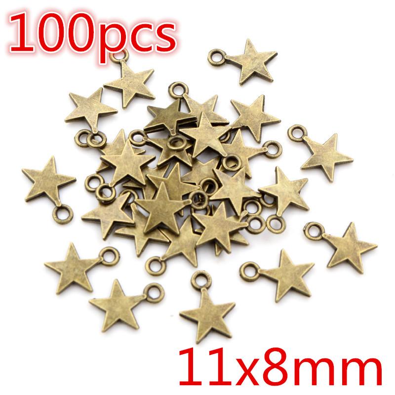 New Fashion Antique Silver Plated Bronze Stars Chrams Metal Alloy Pendant Charms for DIY Neckalce Jewelry Making Findings