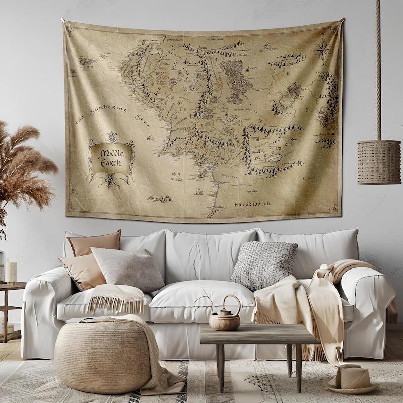 Tapestry map of Middle-earth lord 75x100 чёрный