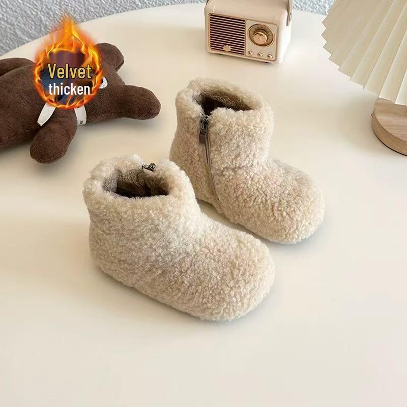 Children's Fur-Lined Snow Boots - Warm Velvet Winter Short Boots for Girls