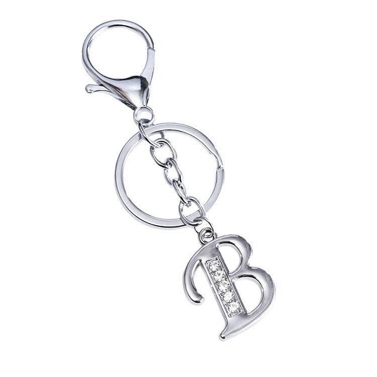 Kreativa Strass Nyckelringar: 26 engelska alfabet AB-legeringshängen för europeisk & amerikansk stil