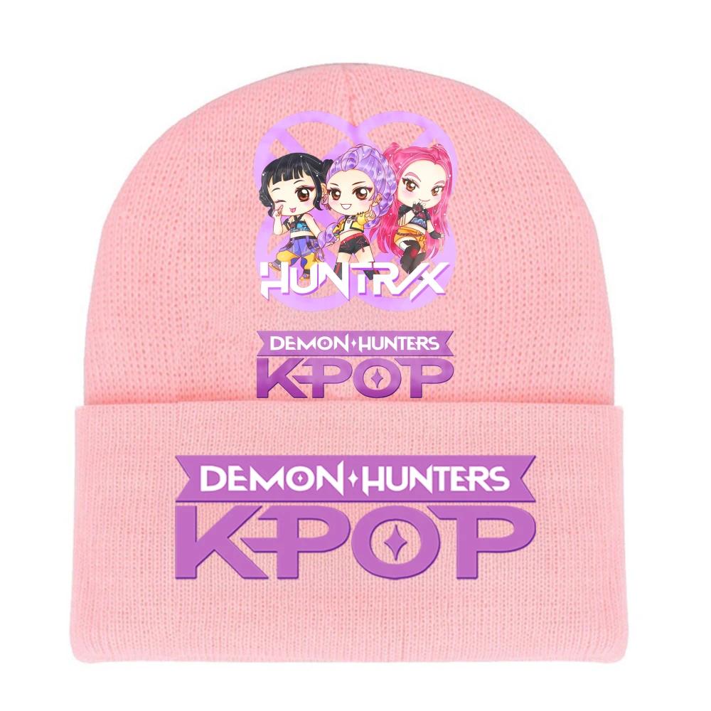 Kpop Demon Hunters HUNTRIX SAJABOYS Letter Printed Rolled-edge Woolen Knitted Cap Thickened Cold Season Adult Hat Fans Birth Date Present