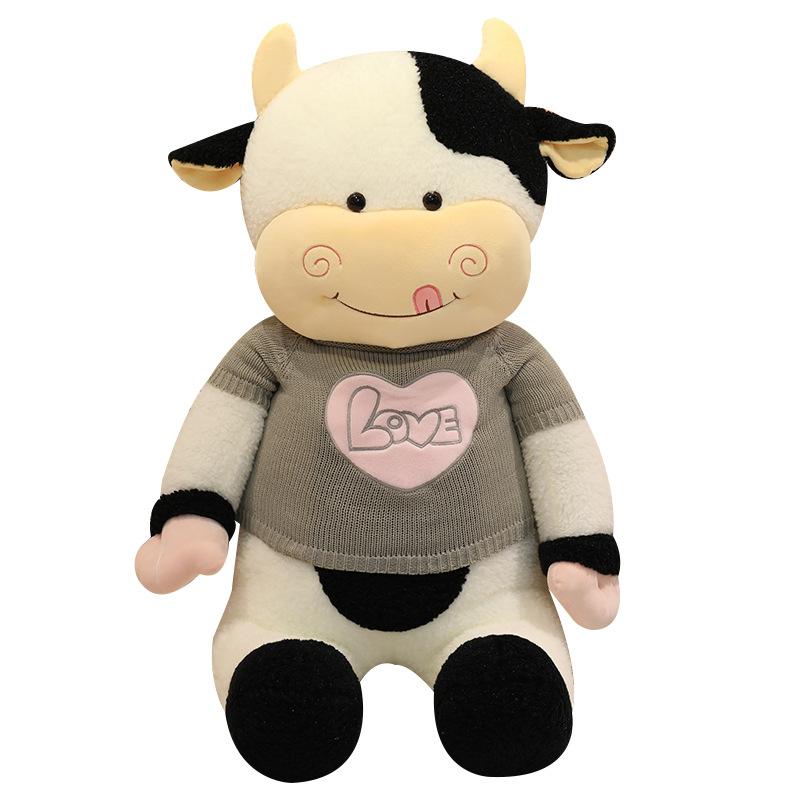 Large Sweater Cow Doll Plush Toy Cow Doll Girl Sleeping Soothing Doll Birthday Gift
