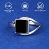 Anillos Cuadrados Negros de Plata de Ley 925 de Moda para Mujer Anillo de Dedo Diario para Fiesta Joyería Fina Regalo