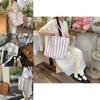 Fashionable Korean Large Capacity Striped Canvas Tote Bag For Spring Summer