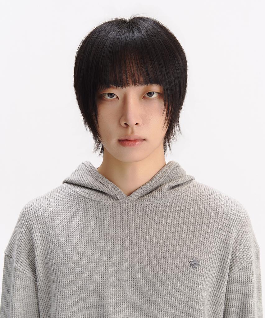 Waffle Fingerhole Hoodie_Light Gray